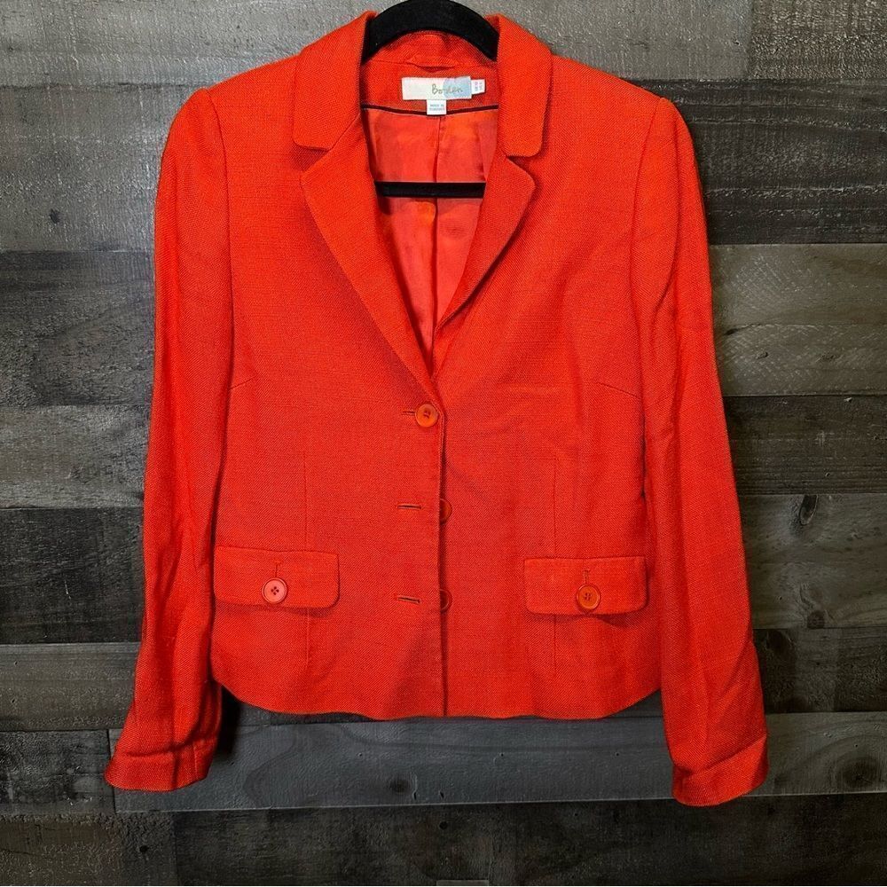 Boden Bright Orange 100% Viscose Blazer Women's Size 6